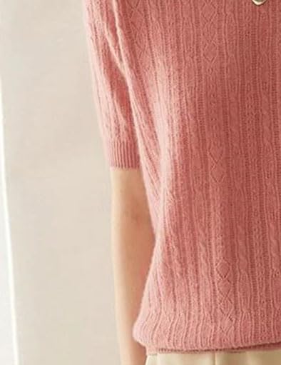 Women Cashmere Sweater Short Sleeve Tshirt Spring Oneck Basic Pullover Female Soft Shirt Girl Clothes2