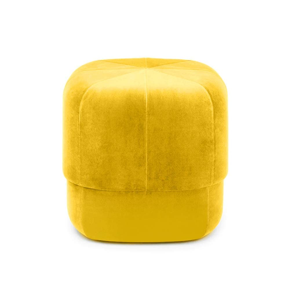 Repose-Pieds Rembourré Jaune, Tabouret Ottoman Salon 46cm