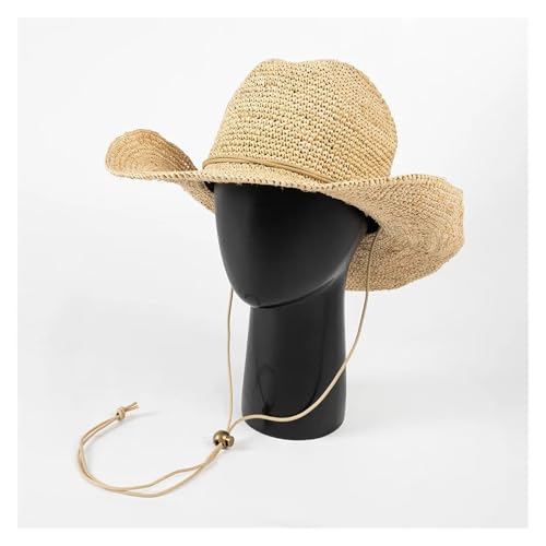 Chapeau de paille anti-UV avec sangle ajustable d'été