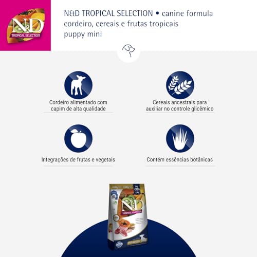 Farmina Ração N&D Tropical Selection Cordeiro para Cães Filhotes de Raças Pequenas - 2Kg + 0,5Kg Bôn