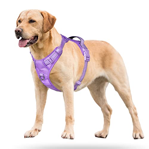 PoyPet No Pull Dog Harness, No Choke Reflective Dog Vest, Adjustable Pet Harnesses with Easy Control Padded Handle for Small Medium Large Dogs(Light Purple Matching Trim,M) by PoyPet - Image 2
