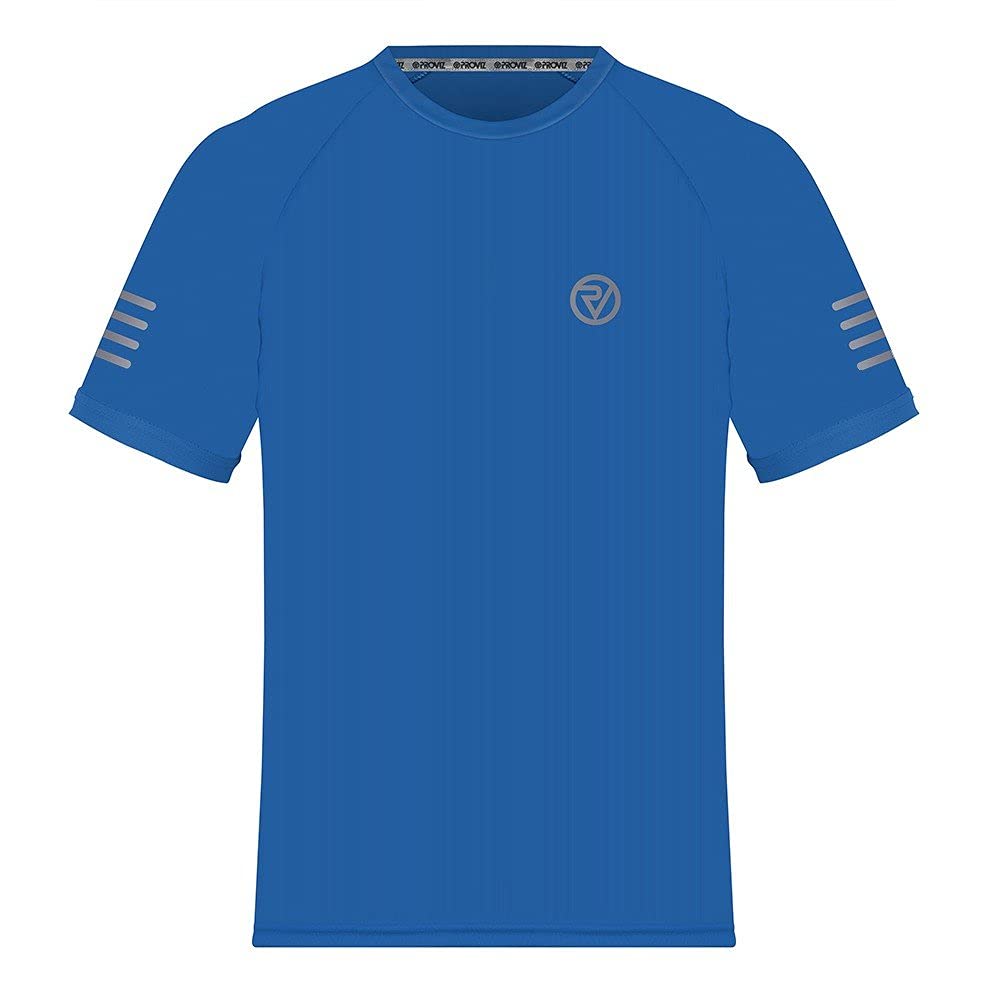Proviz Men's Blue Reflect360 Sports T-Shirt, Short Sleeve Reflective Breathable Activewear Top For Running/Cycling, M