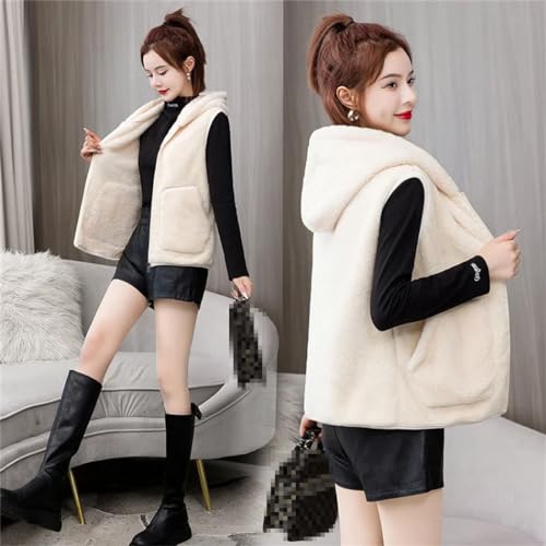 Chaleco de forro polar coral para mujer invierno con capucha 4