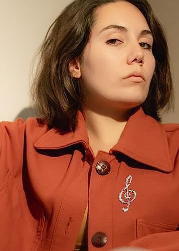 Image of Alilang Silvery Tone Abalone Shell Music Note Brooch Pin & Pendant Simple Accessories for Party Banquet New Years