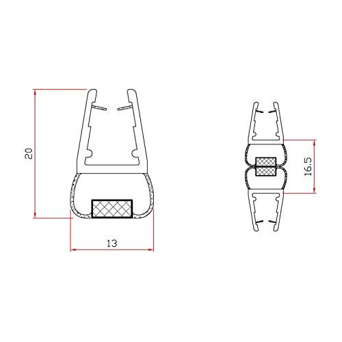 Guarnizione Box Doccia 6 Mm Guarnizione Box Doccia Magnetica 2 Metri - Per Vetri Spessi 6-8mm, Facile Installazione Guarnizione 6-8 Mm
