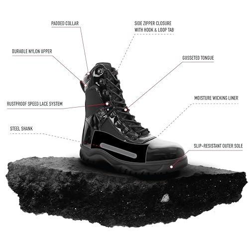Rothco Forced Entry High-Gloss Tactical Boot with Side Zipper - 8 Inch3