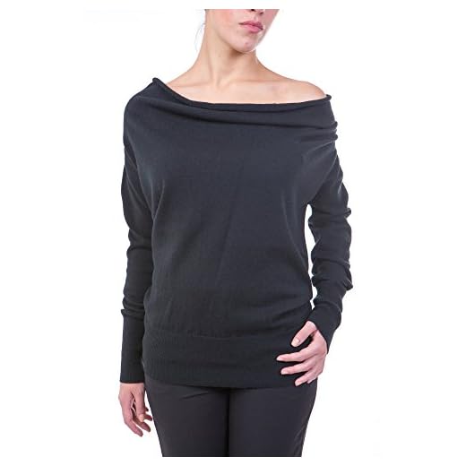 Lagnamelagna Cachemire - La33 - Maglia con collo a cascata 100% puro cashmere certificato. Fatto in Italia. (M, 22029 - Nero)