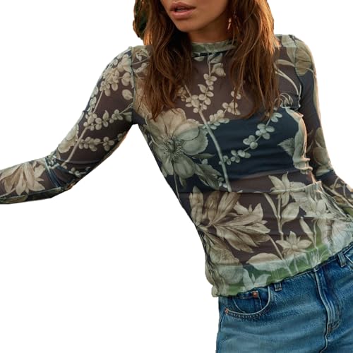 トップス MEDI LOOSE MESH FLOWER KNIT TOPS The Iris Floral Mesh Top – Wave Avenue