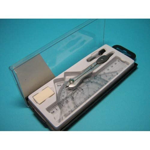DHWEKU squadrette da Disegno,goniometro Scuola elementare,4 Pezzi Righello in Metallo Set Angoli arrotondati Design di Sicurezza cancelleria Insegnante Studente Matematica Geometria Kit,Blu