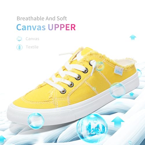 Image of Obtaom Women Canvas Mules Memory Foam Clipper Fashion Sneakers Comfortable Slip-On Mule Backless Holiday Shoes