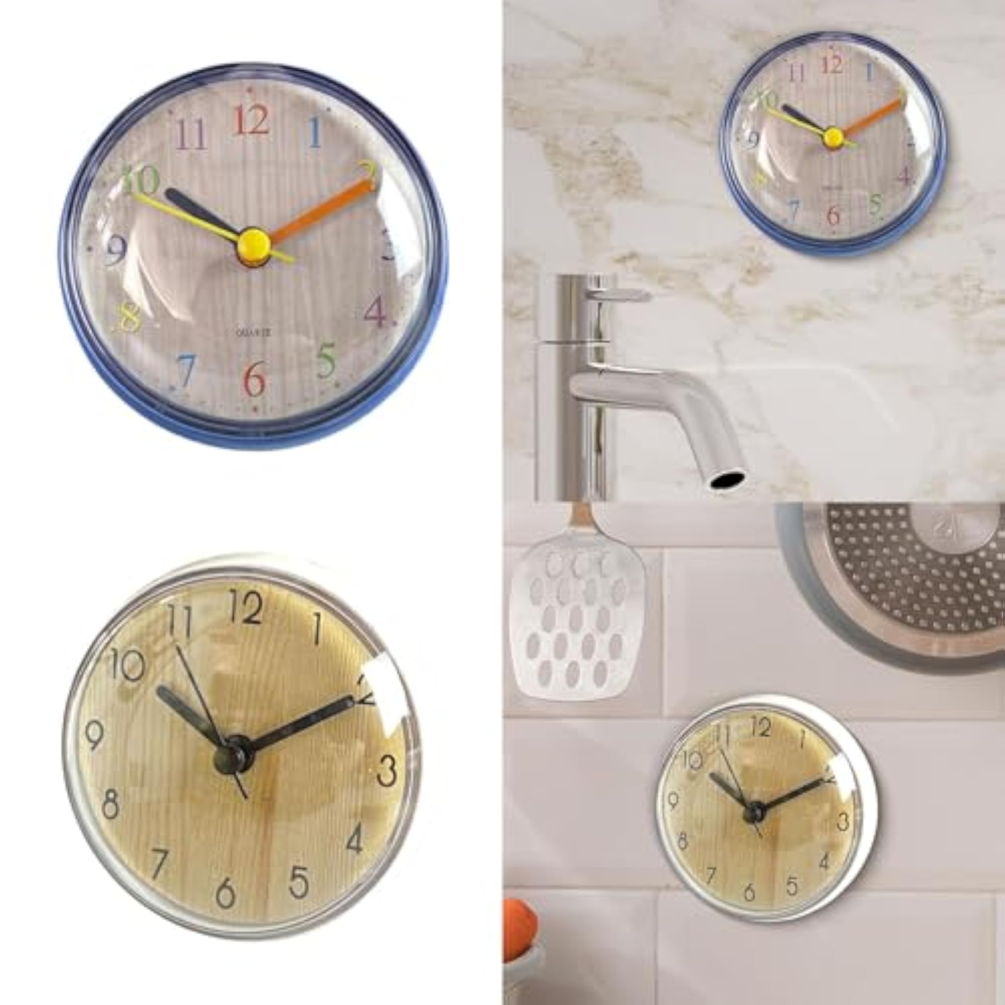 3x Bathroom Clock Water Resistant Suction Clock Multi Numbers