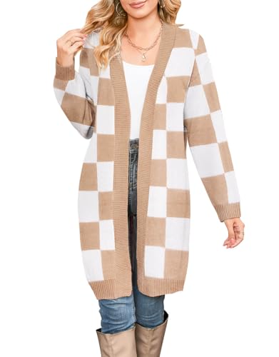 Image of Alsol Lamesa Women's Long Sleeve Cute Cardigan Sweaters V Neck Open Front Ribbed Knit Heart Sweater Coat