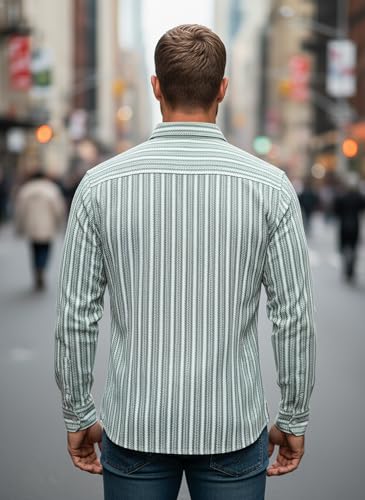 Image of Lymio Men Shirt | Men's Striped Button Down Shirt - Slim Fit Casual & Resort Wear Shirts for Men | Premium & Trendy | Summer and Vacation Ready (Crazy-Full)