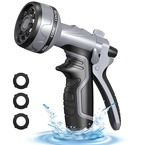Garden Hose Nozzle,2023 Upgrade Hose Nozzle,8 Adjustable Watering Patterns Hose Sprayer Nozzle & Water Hose Nozzle, Hose Sprayer Suitable For Watering Plants/Washing Cars/Showering Pets (Grey) #TOP8