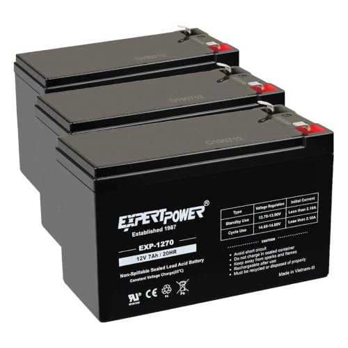 ExpertPower EXP1270, 12V 7Ah Battery SLA Rechargeable with F1 Terminals