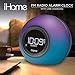 iHome Alarm Clock Radio with Bluetooth Speaker and Color Changing Lamp, USB Charging, and Speakerphone for Home, Office, or Dorm (IBT29BX6)
