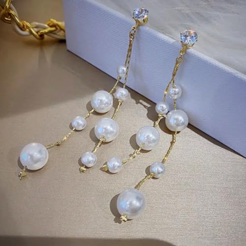 Image of Elegant Drop Pearlfect Earrings for Womens | Classic Pearl Dangle Jewelry