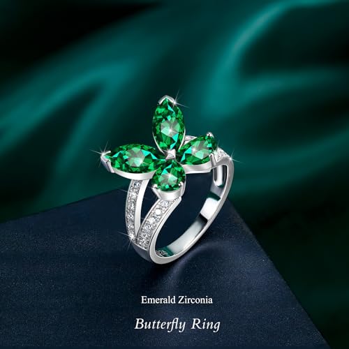 Birthstone Butterfly Ring For Women, Sterling S925 Silver Ring, Engagement Rings Promise Rings For Her3