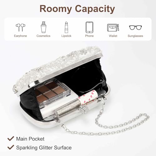 Image of DTGN Evening Bags Clutch Purses for Women Formal, Bridal Purses Rhinestone Handbags Shoulder Bag with Chain Sparkly