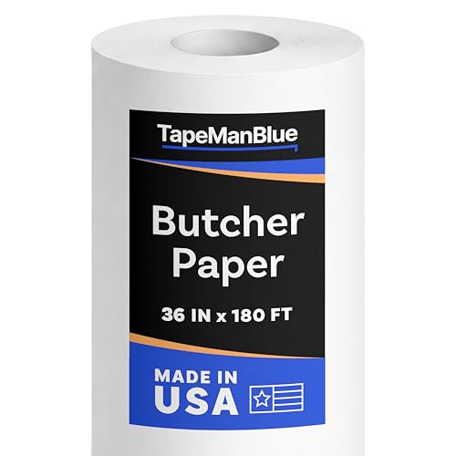 White Butcher Paper Roll 36 inch x 2160 (180) Made in USA 40 lb. Food Grade Roll of Butcher Paper for Smoker Wrapping or Storing Meats BBQ Accessories Unwaxed and Uncoated