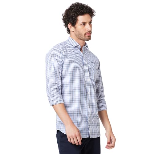 Image of KENNETH COLE New York Mens Slim Fit Cotton Spread Collar Long Sleeve Patch Pocket at Chest Casual Shirt