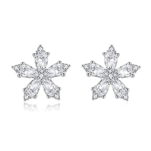 Argent 925 boucles d'oreilles fleur cristal anti-allergie femme