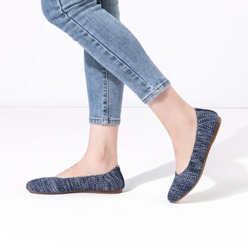 Image of Frank Mully Women's Ballet Flat Shoes Knit Dress Shoes Round Toe Slip On Ballerina Flats for Woman Low Wedge Comfort Soft