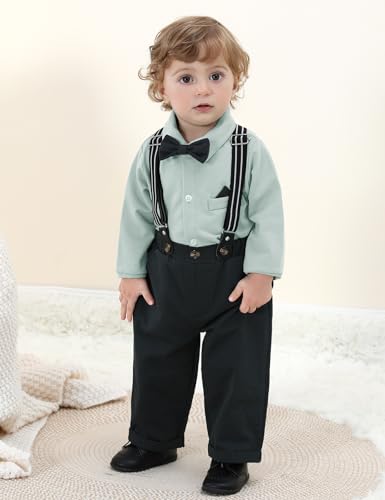 Image of A&J DESIGN Baby Suits Boys Infant St. Patrick's Day Easter Wedding Gentleman Formal Dress Christmas Outfit 3-6 Months Green
