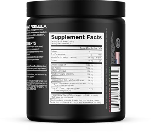 Image of Bucked Up Pre Workout - Best Tasting - 6 Grams Citrulline, 2 Grams Beta Alanine Non Proprietary Blend, Powder (Strawberry Kiwi)