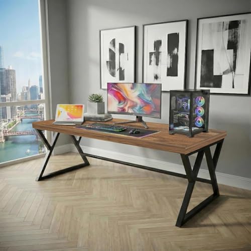 Image of Klaxon Modern Computer Table for Home PC - Multipurpose Office Desk for Home & Work | Gaming Table, Computer Table, Desktop Table for Home Office (Riva Forest Dark Medium)