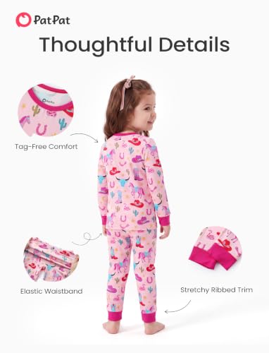 Image of PATPAT Toddler & Kids Pajama Sets with Bamboo Viscose, Snug Fit Pjs for Girls, All-Season Comfort Sleepwear, Ages 2-12 Years