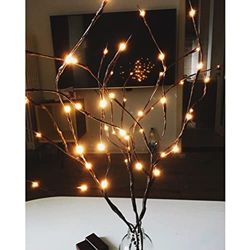 Uonlytech 3 peças de lâmpadas de LED operadas a pilha, 20 LEDs de salgueiro para vaso, ramos brancos