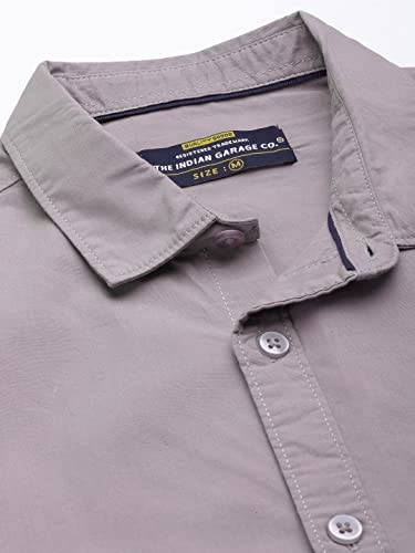 Image of The Indian Garage Co Men Slim Fit Solid Full Sleeves Cutaway Collar Casual Shirt