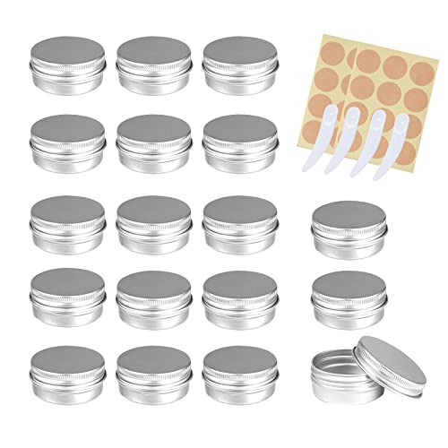 DBALL 20 Piezas Latas de Aluminio Tarros Cosmeticos 30ml Envases para Cosmetica con Tapa de Rosca para Bálsamo Labial Almacenar Cosméticos Lociones Especias Dulces Té Regalo Pequeño (Plata)