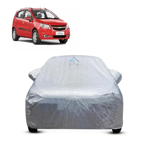 Image of 100% Waterproof Car Cover Compatible with Chevrolet Sail (Model : 2010-2016) Custom Fit Body Covers with Mirror Pockets | Color : Metalic Silver