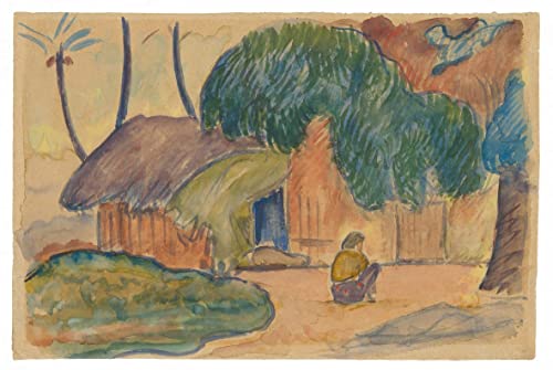Affiche de Paul Gauguin une cabane tahitienne sur toile pour salon exotique