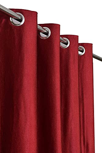 Image of Curtains 9 Feet Long for Living Room - Long Door Curtains Set 1 Pcs Panel, Solid Parda for Home Decor & Office Maroon Colour 9 feet (48 x 108 Inch) - 1 Pcs