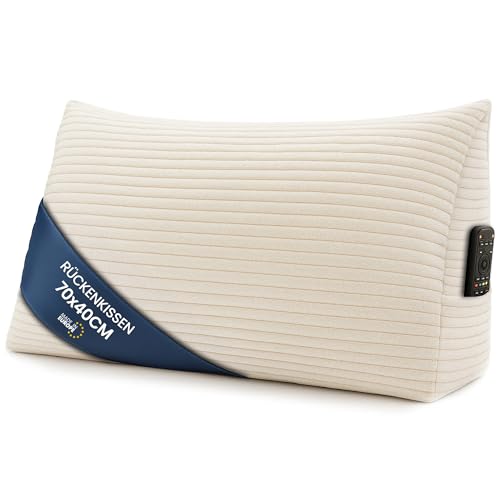 Amazinggirl Cuscino Lettura Testata Letto Cuneo Largo 70 cm - Schienale Divano Triangolare Cuscini Grandi Poggiatesta Matrimoniale Appoggio Schiena Grande Beige