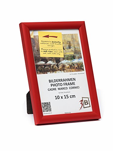 3 B Marco de Foto ULM 10x15 cm   rojo   marco para fotos de madera con cristal acrílico