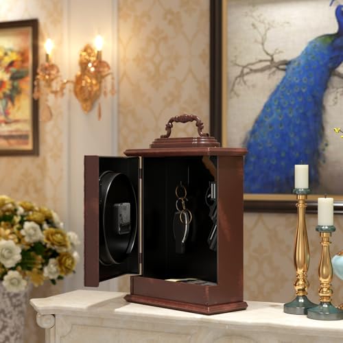 Vintage Mantel Clock with Hidden Safe, Antique Brown Style - Image 3