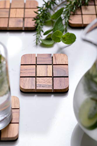 Porta Copos de Madeira - 4 Peças