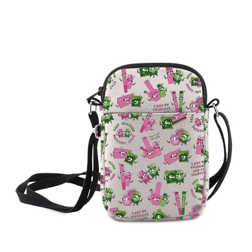 MNIGIU Funny Cartoon Stoner Shoulder Bag Weed Leaf Lover Gift Weed Inspired Crossbody Bag Cannabis Leaf Gift