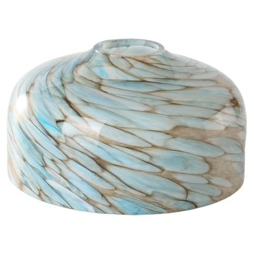 Image of 7 Inch Blue Lampshade Replacement Glass Cover, Lighting Fixtures Replacement Lamp Shade, with 1-5 /8 inch Fitter, Handblown Art Glass Lamp Cover for Mini Ceiling Light Pendant Light, 1 Pack