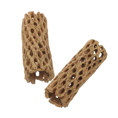 OUNONA 2本 エビ ハウス 水族館 熱帯 魚 砂 シダ ヒーター 魚用 魚 休憩 チューブ エビ 皮 掃除 魚 アクセサリー ホルダー 茶色 樹脂