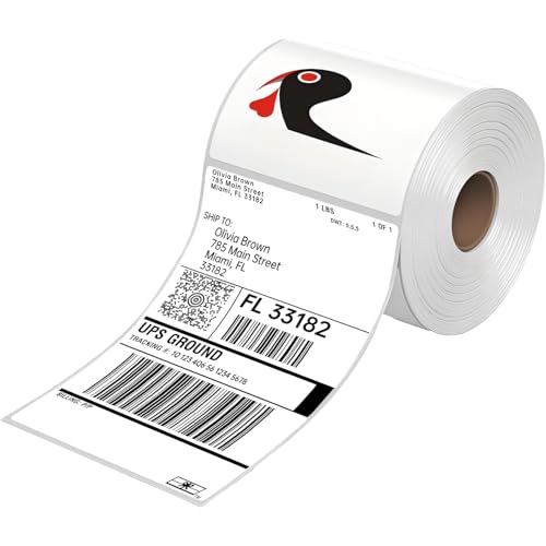 4x6 Thermal Labels 500/Roll, HUOJI Direct Thermal Shipping Labels Roll 4x6 Compatible with Rollo, Zebra, MUNBYN Printers, Commercial Grade