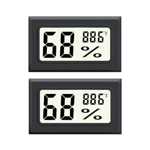 JEDEW 2-Pack Hygrometer Gauge Thermometer Indoor/Outdoor,Mini Digital Temperature Humidity Meter for Humidifiers Greenhouse Reptile Plant Humidors,LCD Monitor, Display in Fahrenheit (℉) Cover