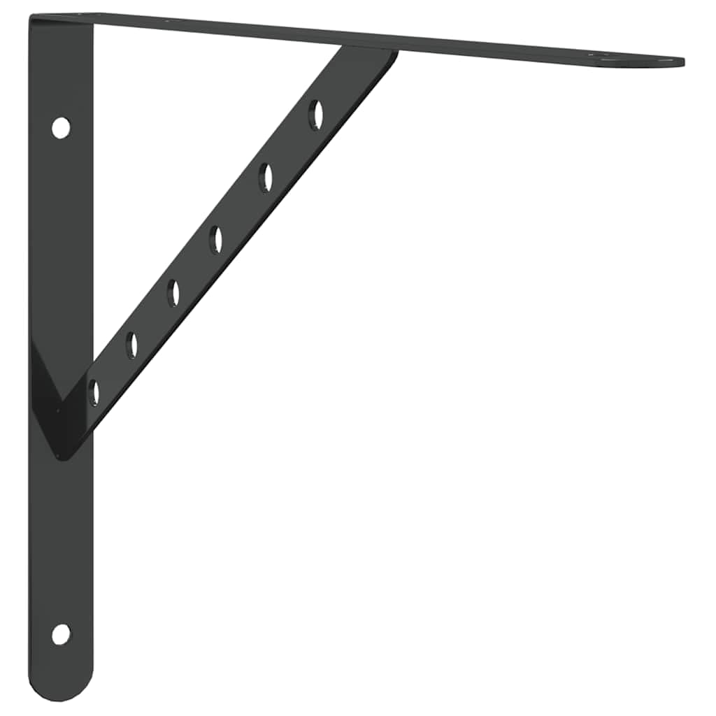 vidaXL Supports d'étagères 4 pcs 40x2,​5x25 cm noir acier inoxydable, support mural, support d'étagère mural, support d'étagère métallique