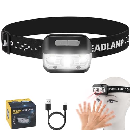 Headlamp 3000 Lumens Super Bright USB Rechargeable LED Headlamp Adjustable Waterproof Gesture Sensor Suitable for Outdoor Camping Running Cycling Fishing When Using