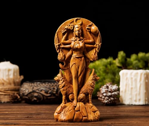 Estatua de Madera Hecate Diosa Triple 3.5×1.5×9 in miniatura 6