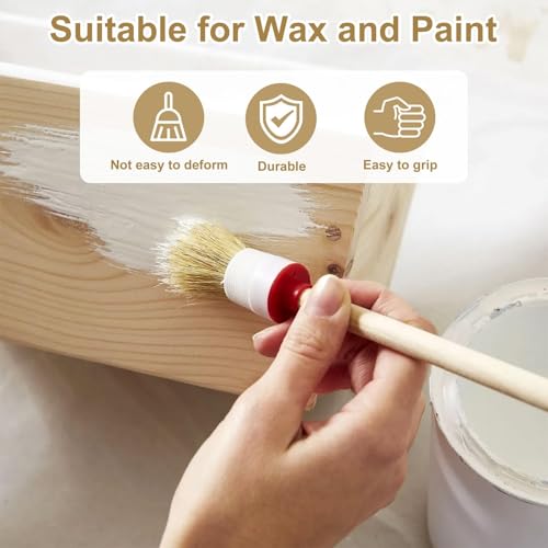Weenwill Borstenpinsel,6 Stück Pinsel Rund 20mm/25mm/30mm Professionelles Naturholz Rundpinsel Ringpinsel Set Wachspinsel zum Streichen von Wänden und Möbeln für den Hausgebrauch